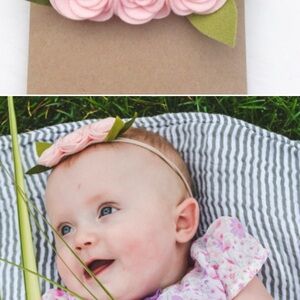 Charming Pink Rosette Felt Flower Baby Headband